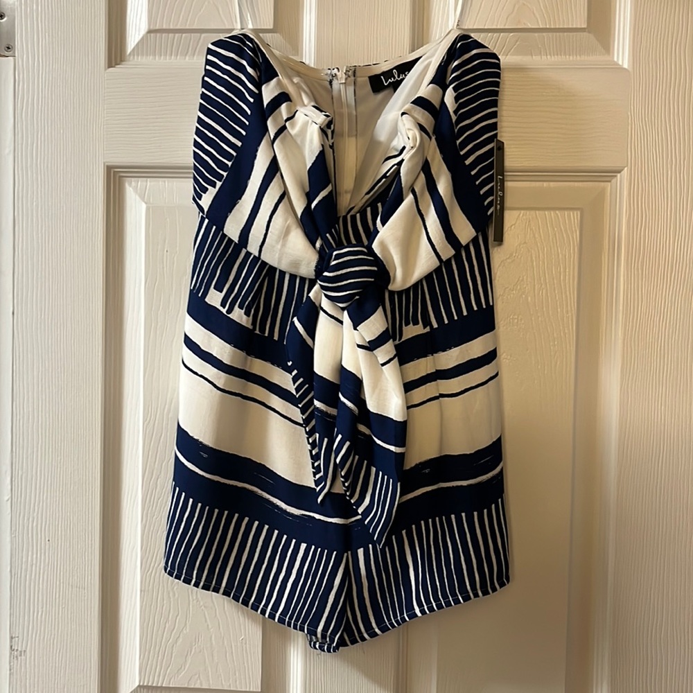 LULUS Blue White Romper Jumper Jumpsuit with Tags